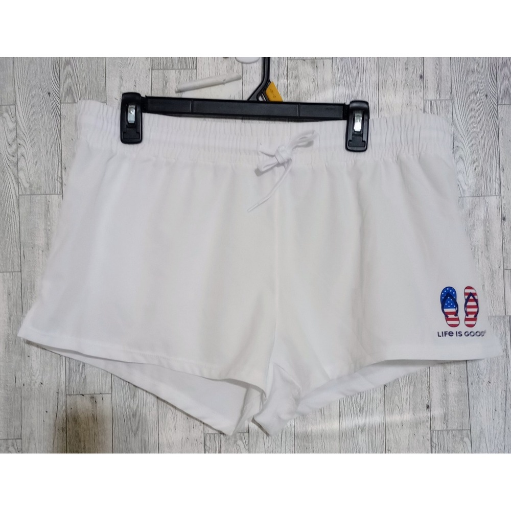 Life Is Good Americana Flip Flops USA White Board Shorts Size Large